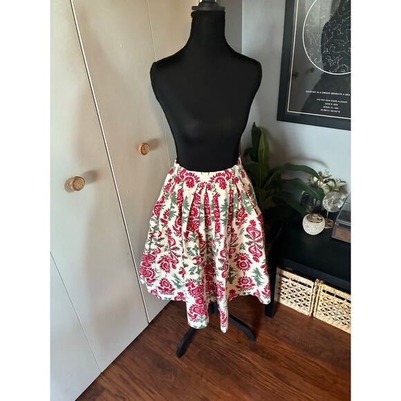 Vintage Kay Sorenson Original Folk Art Skirt – Estate Piece – Red & Green Floral - Picture 1 of 8